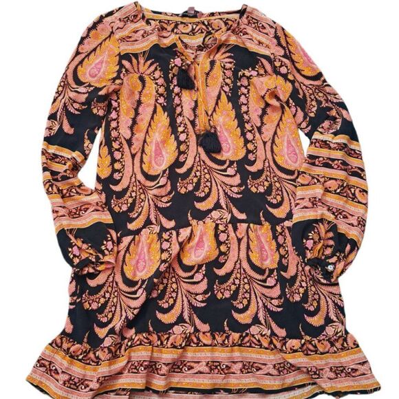Calypso St. Barth Dresses & Skirts - Calypso Women's Paisley Pink Long Sleeve Tunic Mini Resort Travel Dress Sz XS